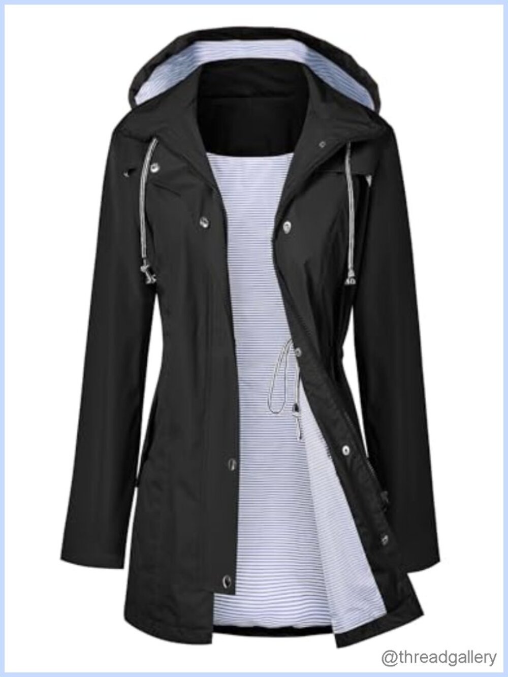Waterproof Long Hooded Trench Raincoat Lined Windbreaker Travel Jacket